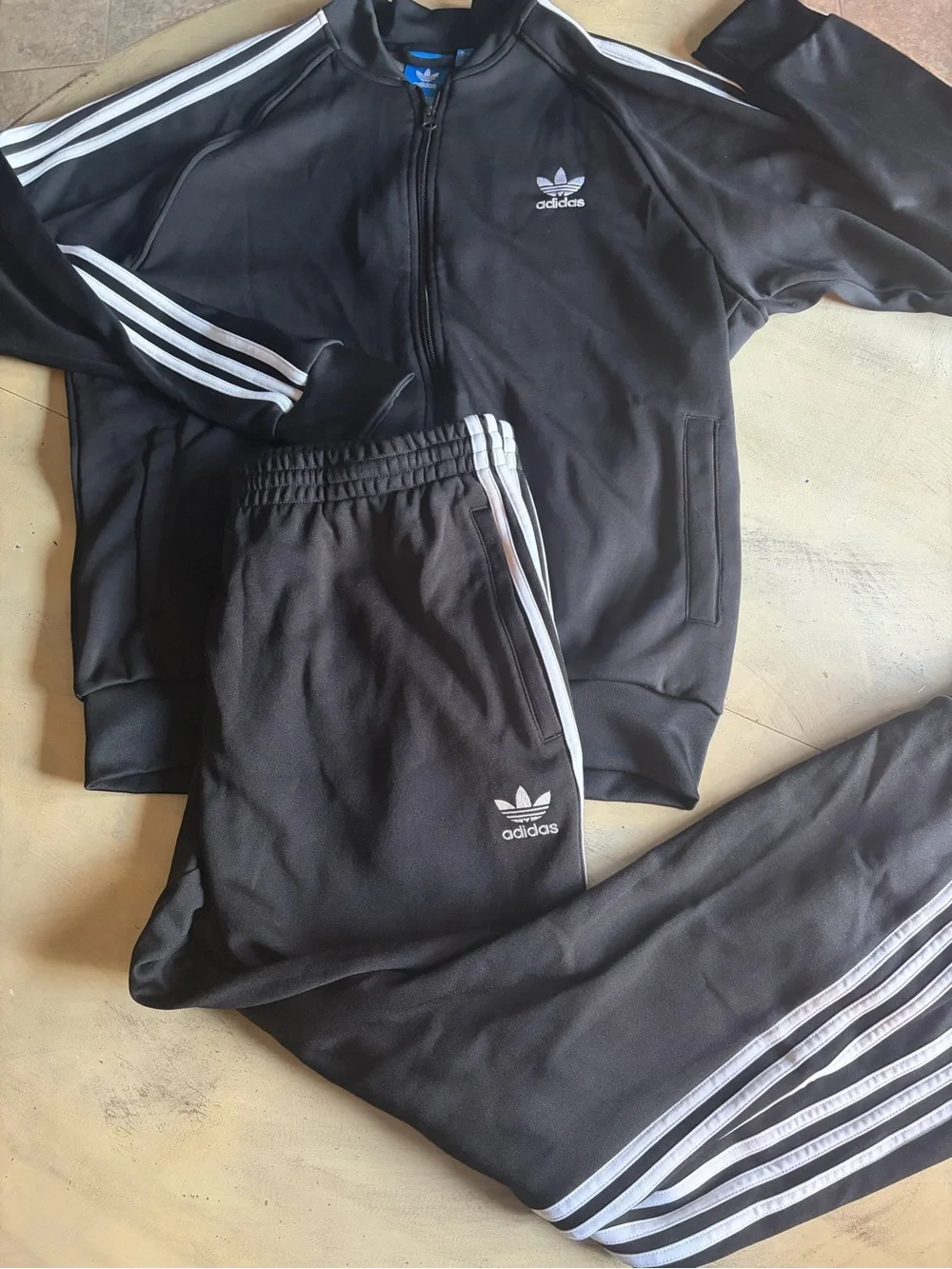 Mens Adidas Originals Firebird Track Suit set Zip Jacket & Pants BLACK Size XL